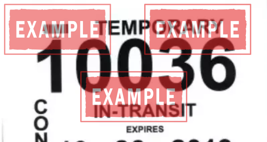 Placas temporales en Connecticut Ejemplo actualizado de placas temporales en Connecticut