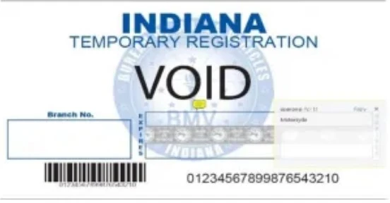 Cómo es un ejemplo de placas temporales en Indiana
