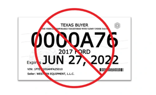 Estas son las Placas temporales de papel en Texas no permitidas
