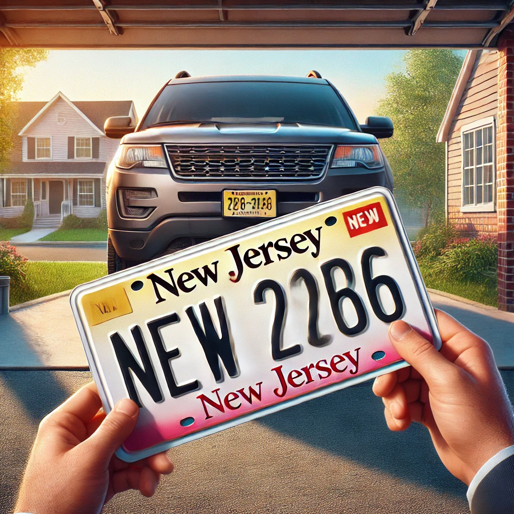 Puedo cambiar mis placas antes del vencimiento en New Jersey Persona sosteniendo dos placas de New Jersey, mostrando el proceso de reemplazo de placas antes del vencimiento.