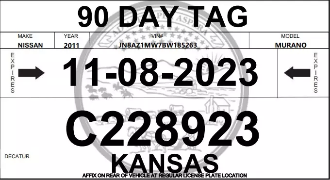 Modelo de ejemplo de placas temporales en Kansas City
