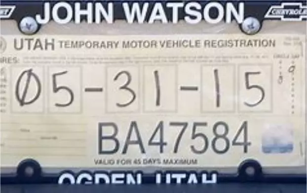Modelo de ejemplo de placas temporales en Utah