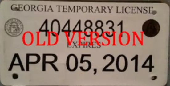 Ejemplo oficial de placas temporales en Georgia