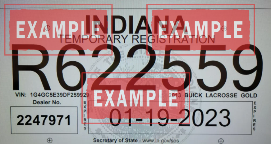 La placa temporal Indiana es un permiso de papel impreso por el dealer o el BMV de Indiana. Debe estar colocado en la parte trasera del vehículo, y claramente visible. Indica la fecha de vencimiento (que puede ser hasta placas temporales por 2 meses Indiana) y sirve como tu registro provisional legal.