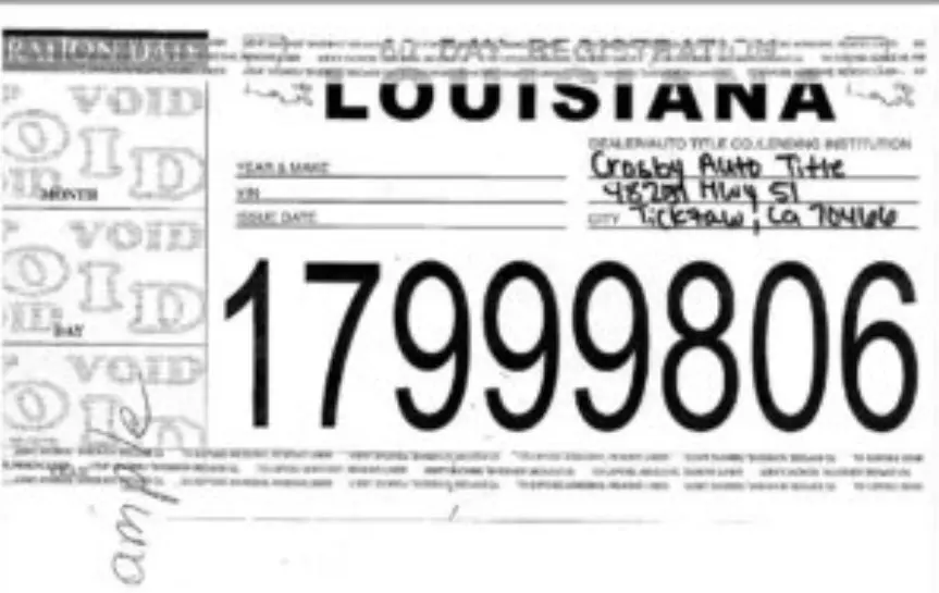 Ejemplo sencillo de placas temporales en Louisiana