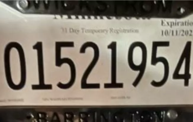 Modelo de ejemplo de placas temporales en Minnesota