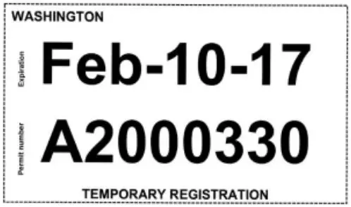 Ejemplo de placas temporales en Washington D.C
